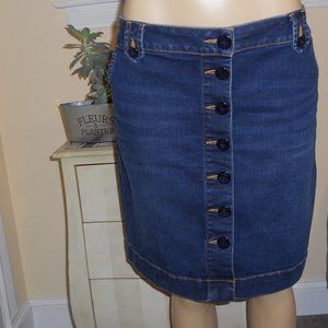 Talbots 8P Button Front Jean Skirt Pencil/Straight Skirt